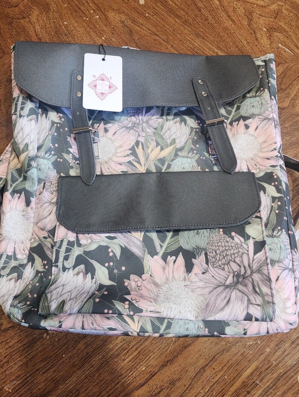 House Of Flynn Floral Canvas Backpack with Matching Pouch